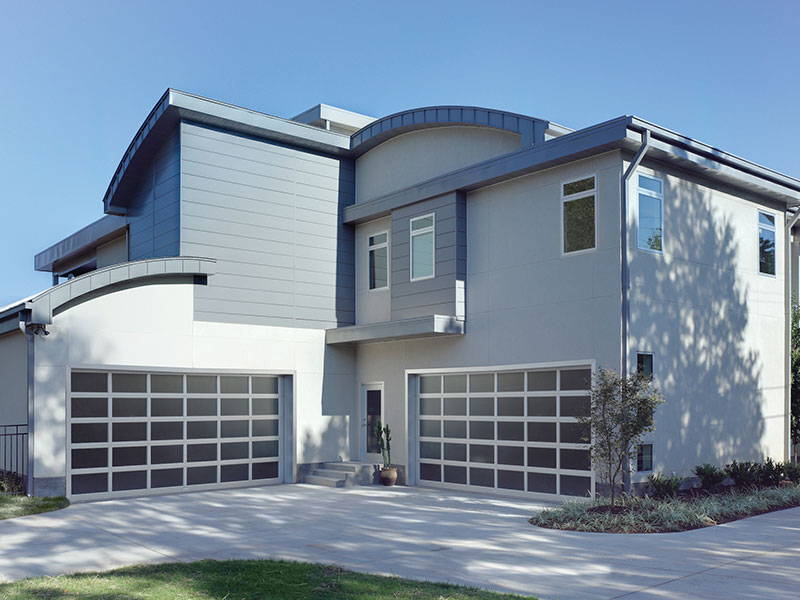 Contemporary glass garage door