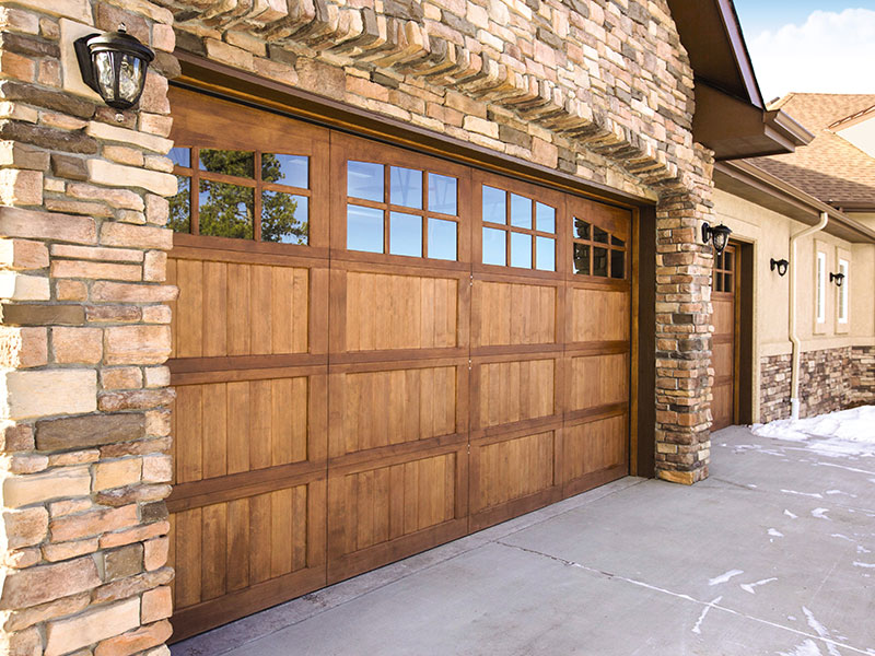 Crafted wood garage door